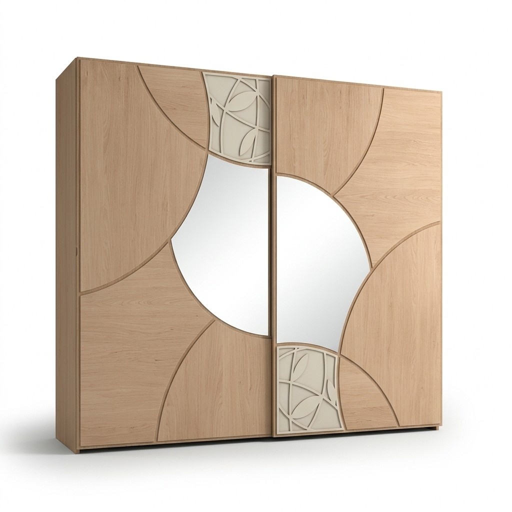 Wardrobe With Sliding Doors Bedroom Wood Wardrobe Brown Mirror