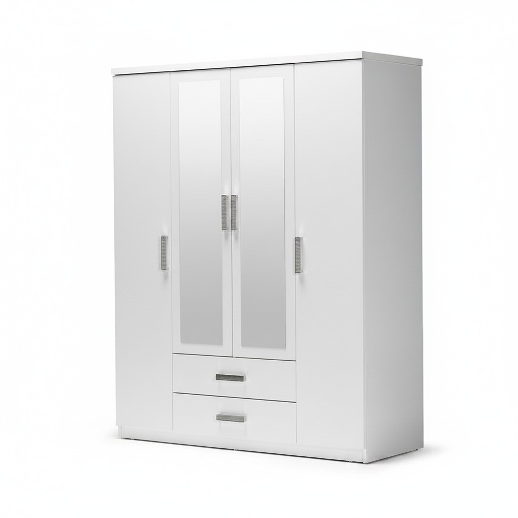 Wardrobe wooden cupboard cabinet built-in cabinet mirror wood white bedroom