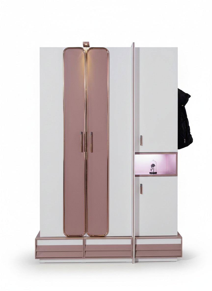 Wardrobe wood luxury furniture design girls children\'s room pink new