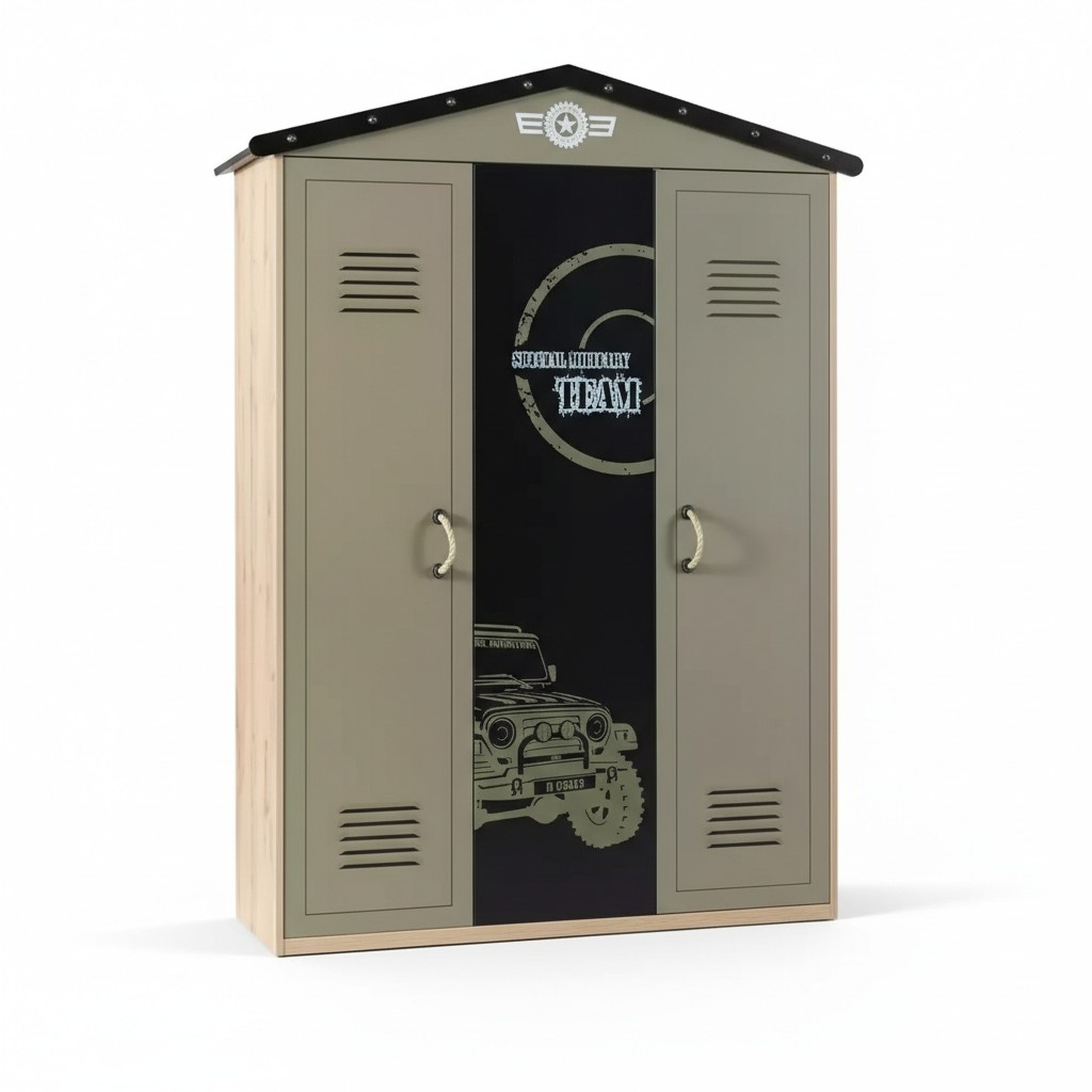 Wardrobe Wooden wardrobe Luxury wardrobe furniture wood 3 doors 0Design Green