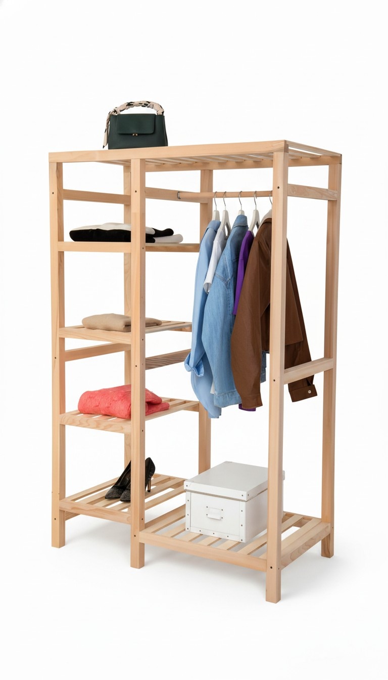Coat rack stand luxury modern wood hallway wardrobe