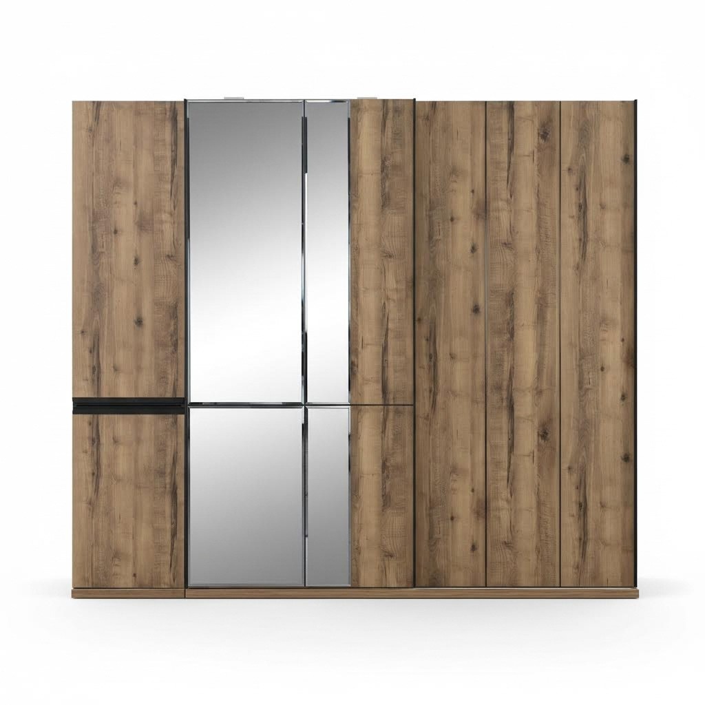 Wardrobes Wardrobes Luxury Wardrobe Brown Wood Mirror Large