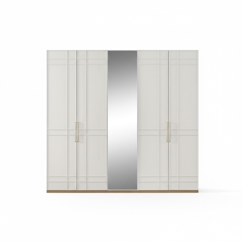 Wardrobes Wardrobes Wardrobes White Wood Mirror 5 Doors New