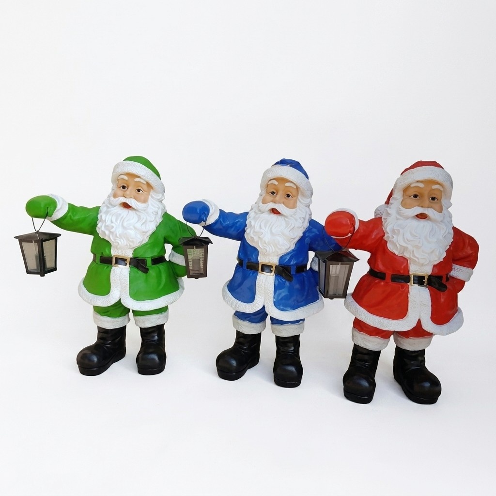 Colorful christmas decorative sculpture designed as santa claus with a lamp 75cm
