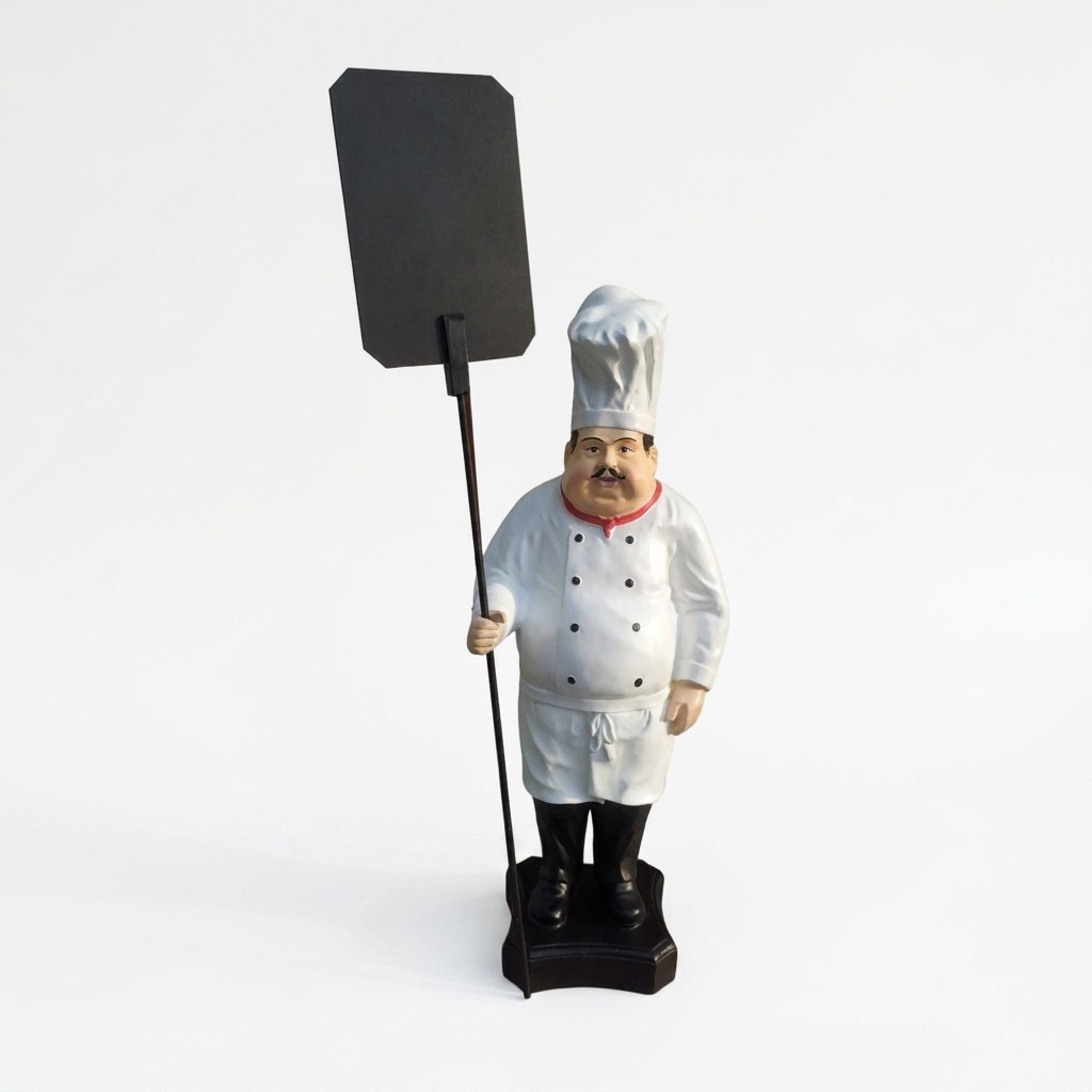 Gastronomy decorative figure designed as a chef with a menu board 85x116cm