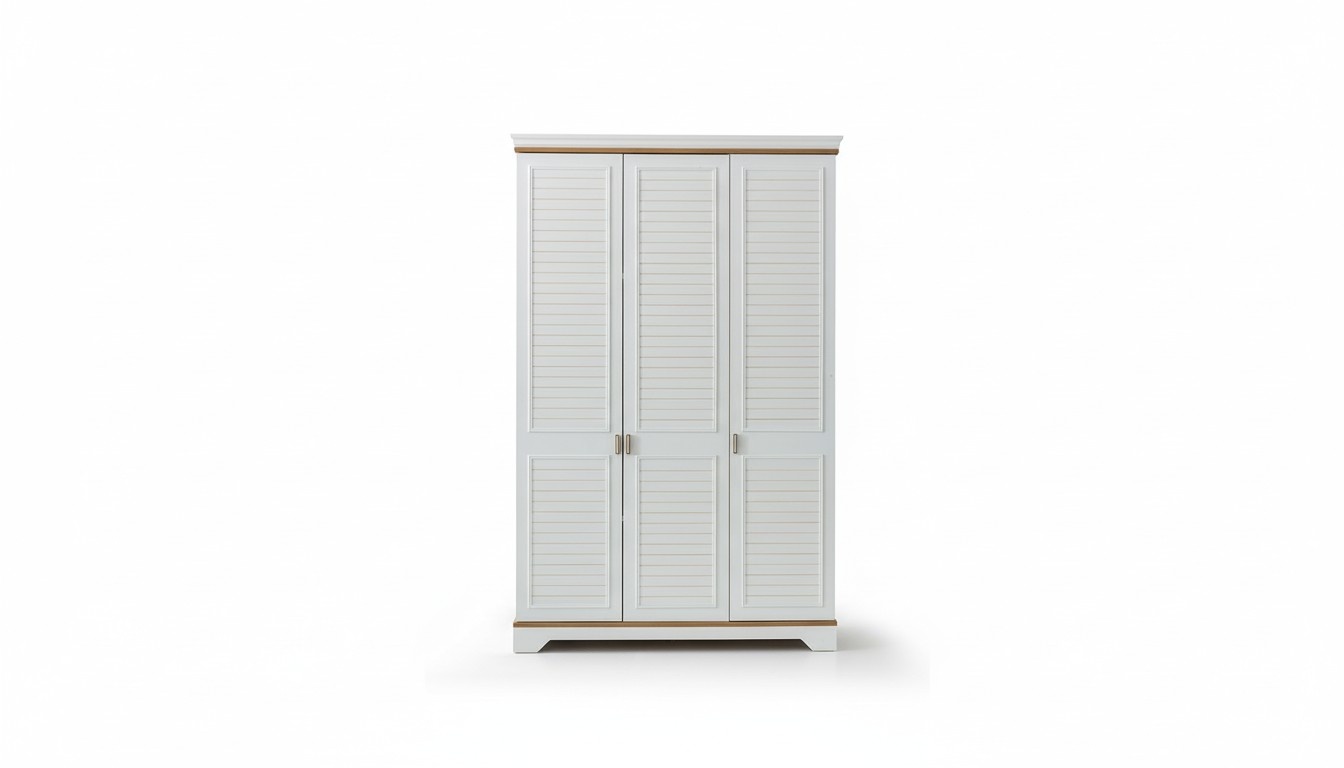 White 3-door modern wardrobe Children\'s room furniture Wooden wardrobe