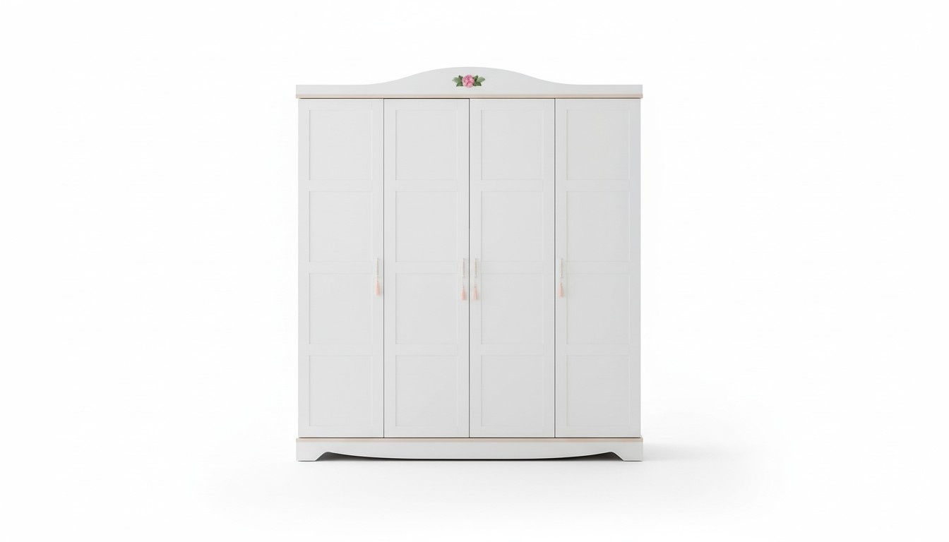 White 4-door wardrobe Designer wooden wardrobe Children\'s room furniture
