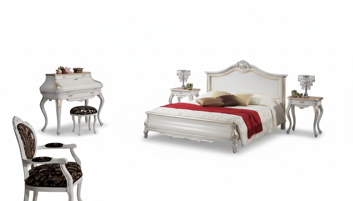 White Bedroom Furniture 2x Bedside Tables Dressing Table Modern Bed 4pcs