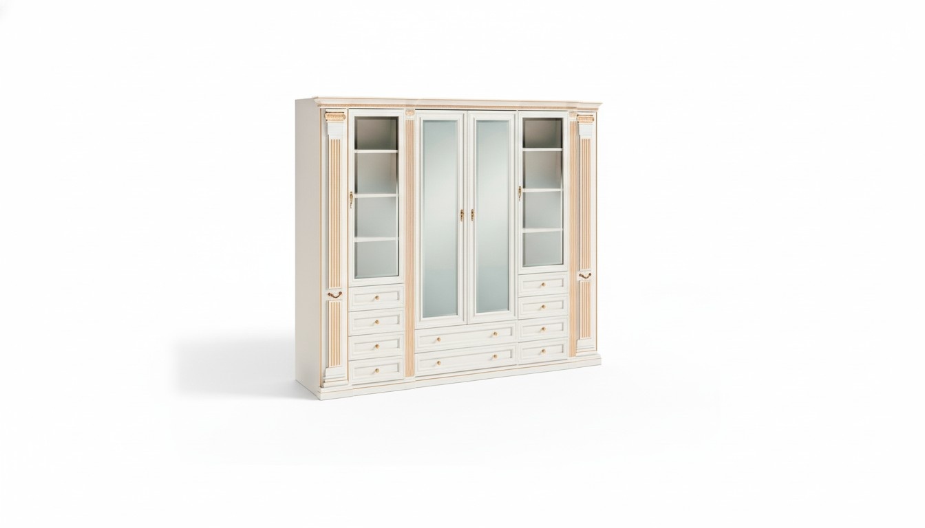 White bedroom mirror cabinet solid wood furniture designer cabinets