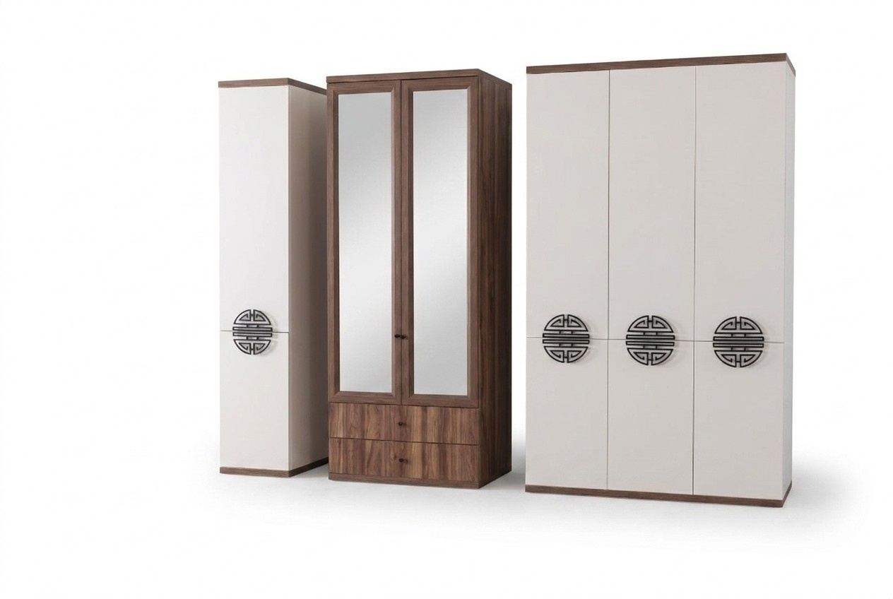 White bedroom wardrobe wooden furniture designer modern cabinet