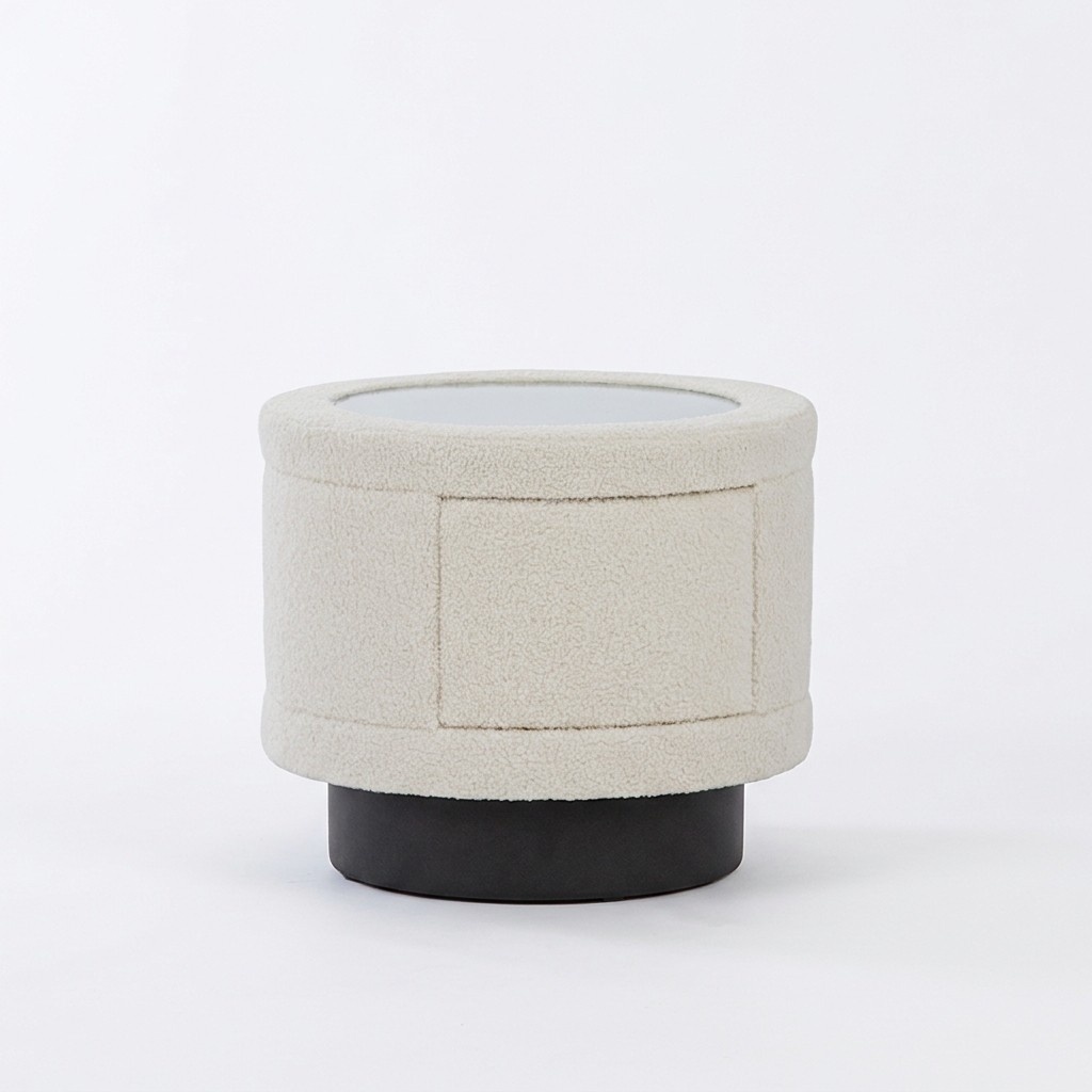 White bedside table bedroom furniture wooden frame designer glass top