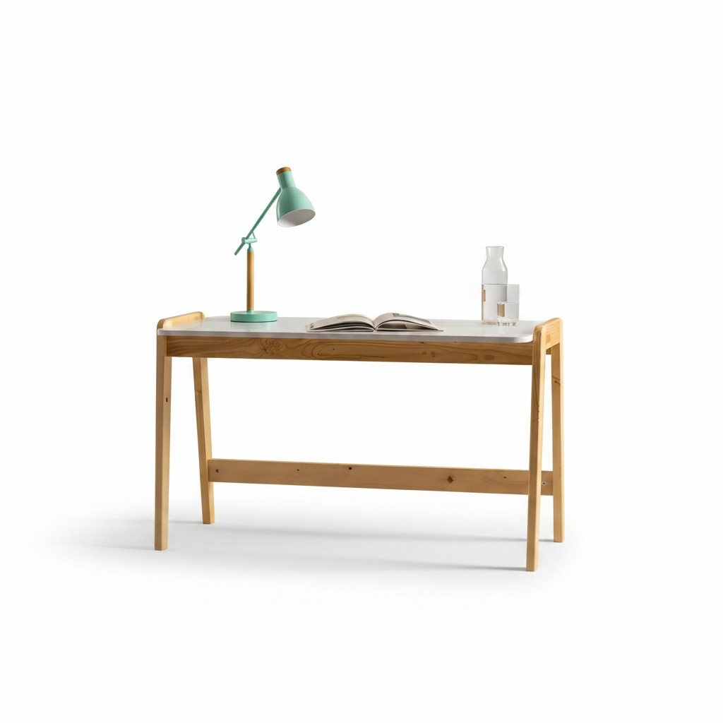 White-Beige Desk Designer Office Tables Computer Tables Wooden Furniture