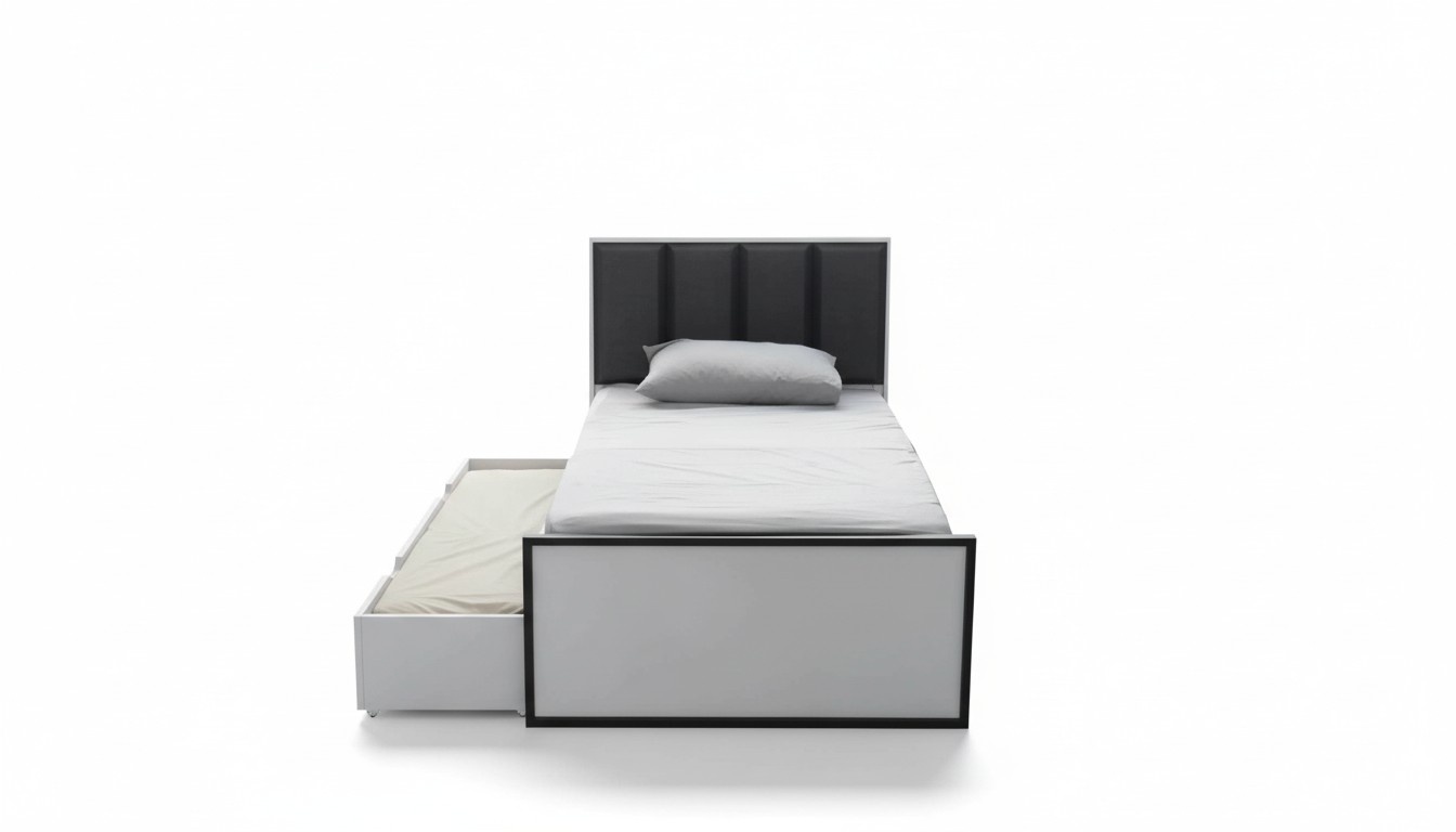 White and black children\'s bed Extendable wooden bed Bedroom Furniture