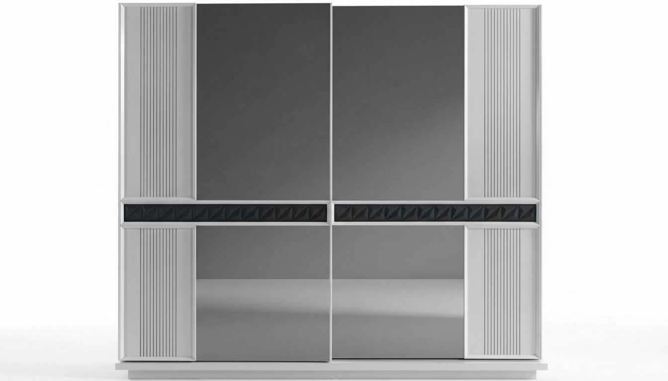 White-Brown Wardrobe Exclusive Wooden Cabinet Bedroom Furniture