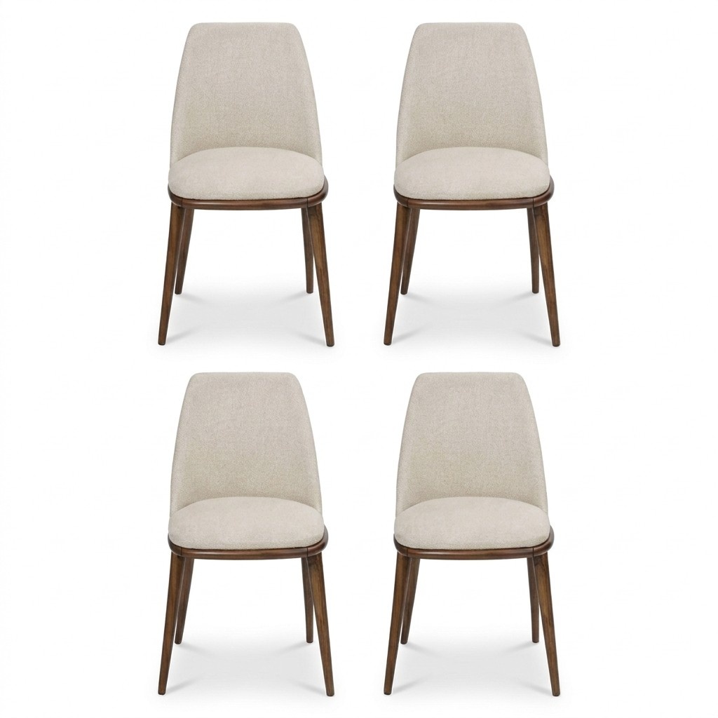 White chair set designer 4x kitchen chairs luxury seating furniture wooden frame