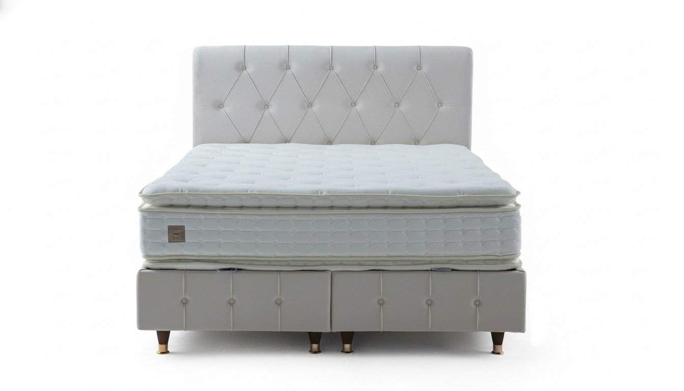 White Chesterfield bed frame designer upholstered bed rectangular bed