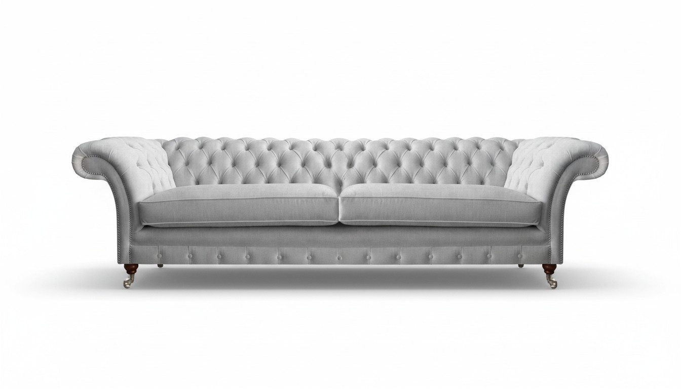 White Chesterfield fabric couch designer upholstered furniture exclusive fabric sofa