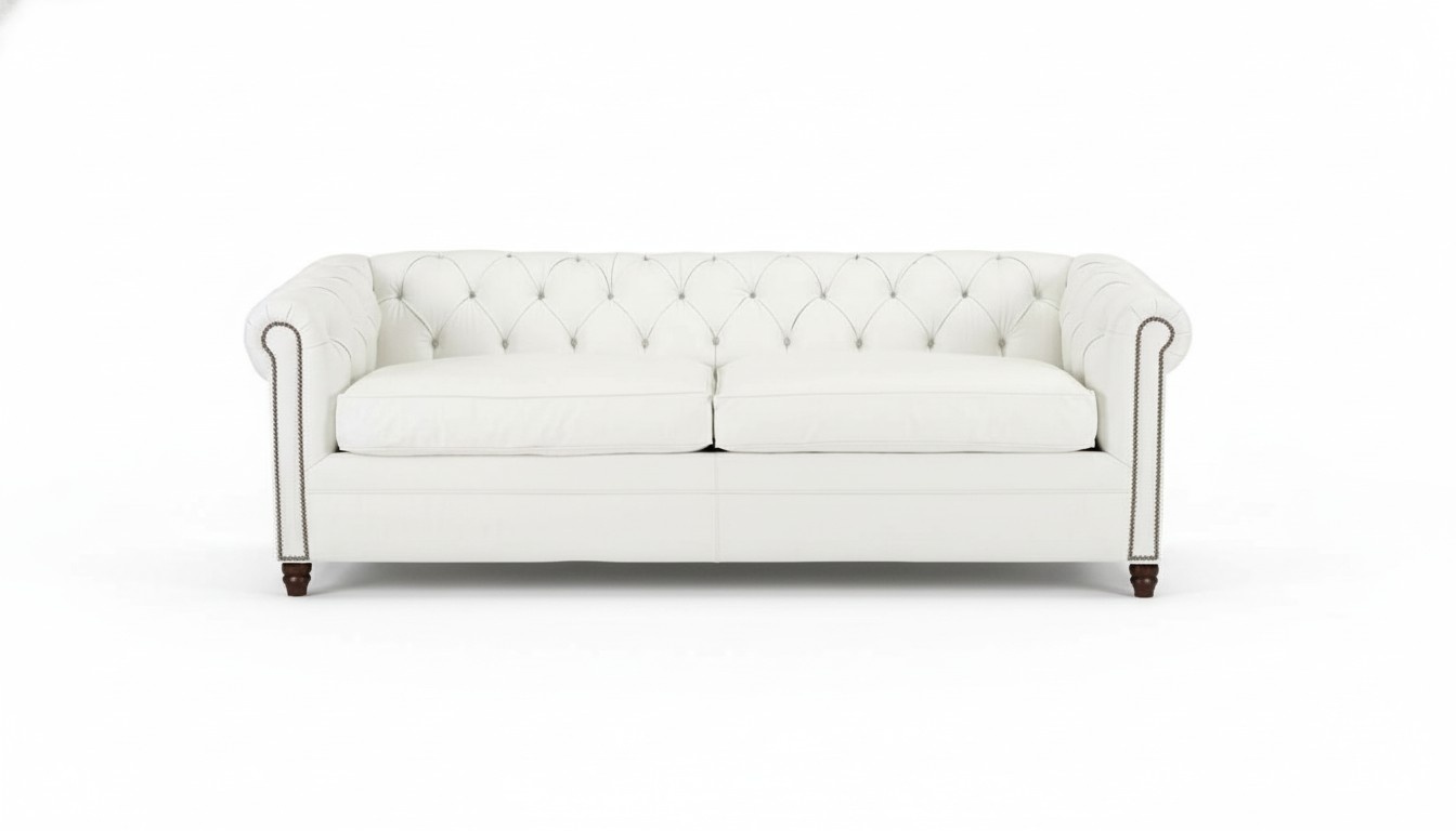White Chesterfield Modern Design Three-Seater Couch Leather Sofa Leather Sofa Furniture
