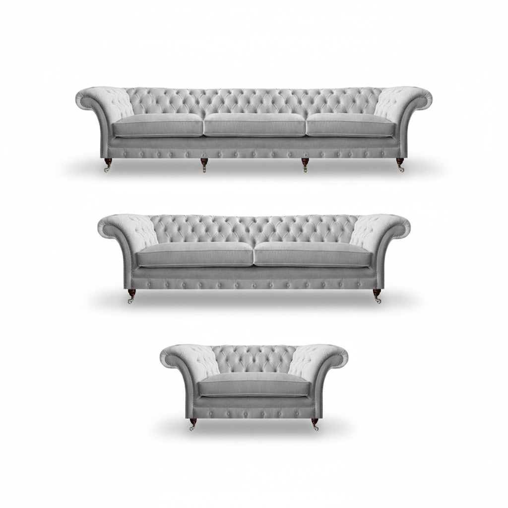 White Chesterfield couches designer three-seater luxury two-seater armchair