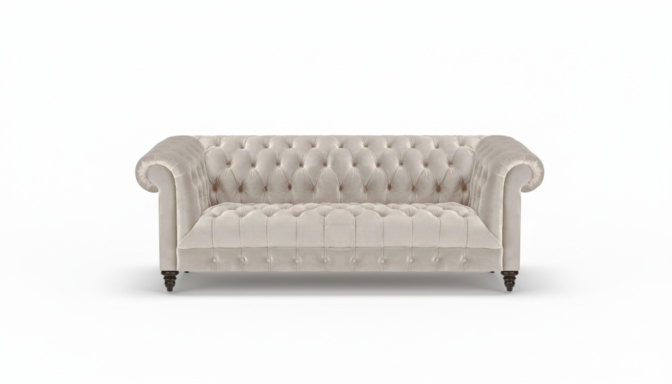 White Chesterfield upholstered designer sofa modern 3-seater