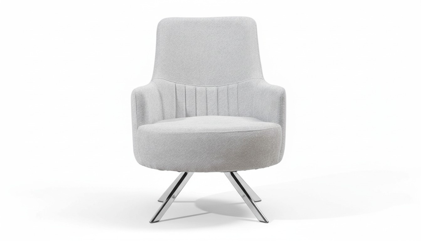 White Colour 1-seater Living room Fabric Armchair Modern Design Textile Material