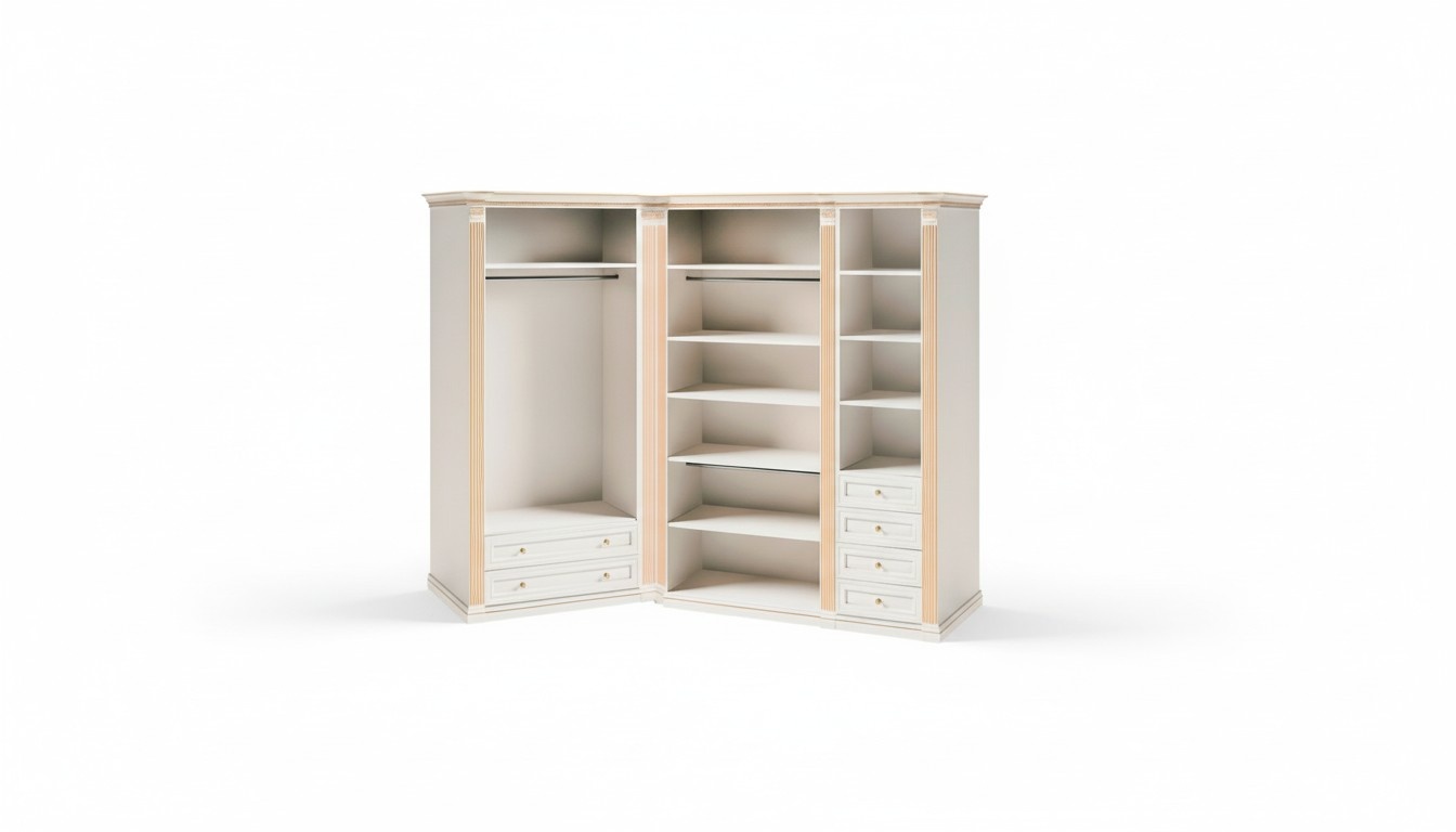 White corner wardrobe exclusive bedroom furniture solid wood cabinet