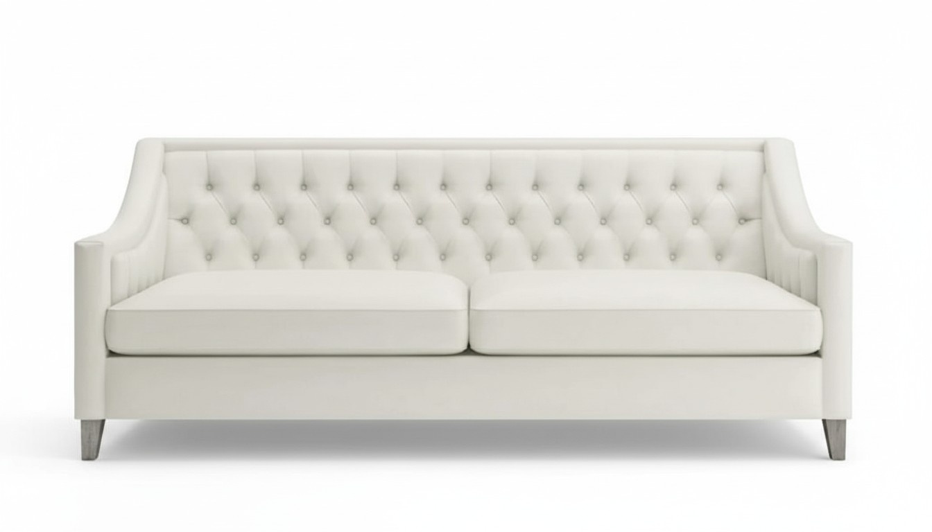 White Creative Furniture Textile Fabric Living Room Modern Chesterfield Sofa Three-Seater