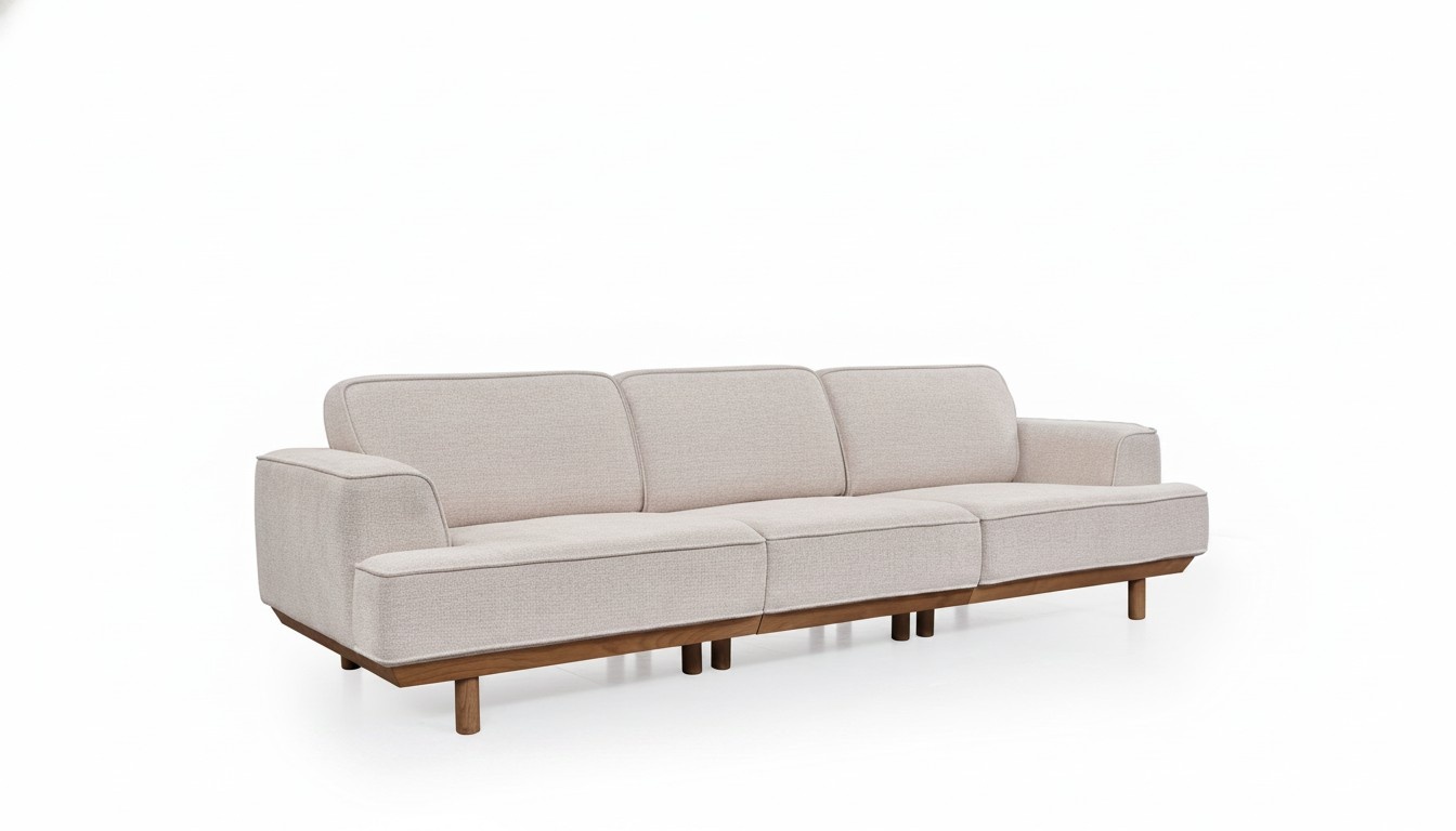White Upholstered Sofa Living Room 4 Seater Luxurious Couch Designer Furniture