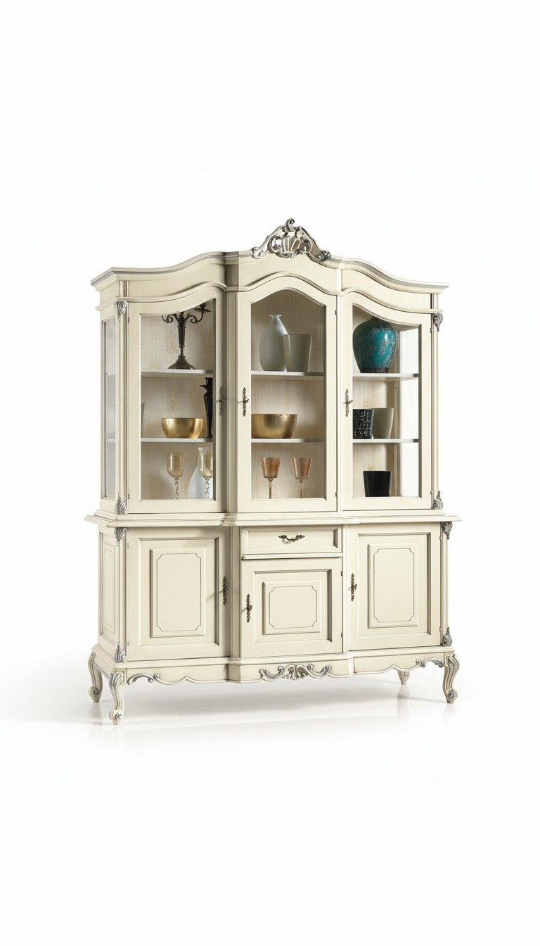 White Display Cabinet Italian Luxury Furniture Glass Display Cabinets Sideboard Cupboard