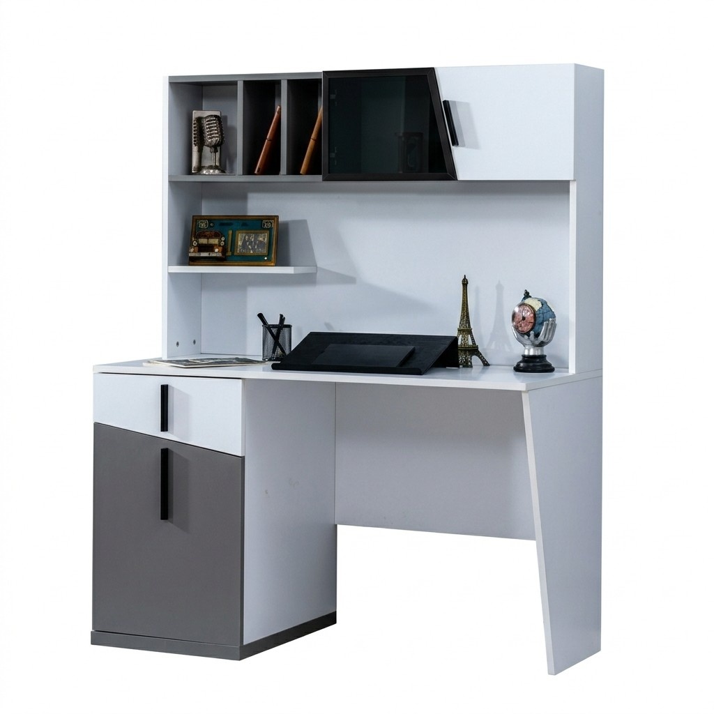 White-gray designer desk youth room furniture wood luxury tables
