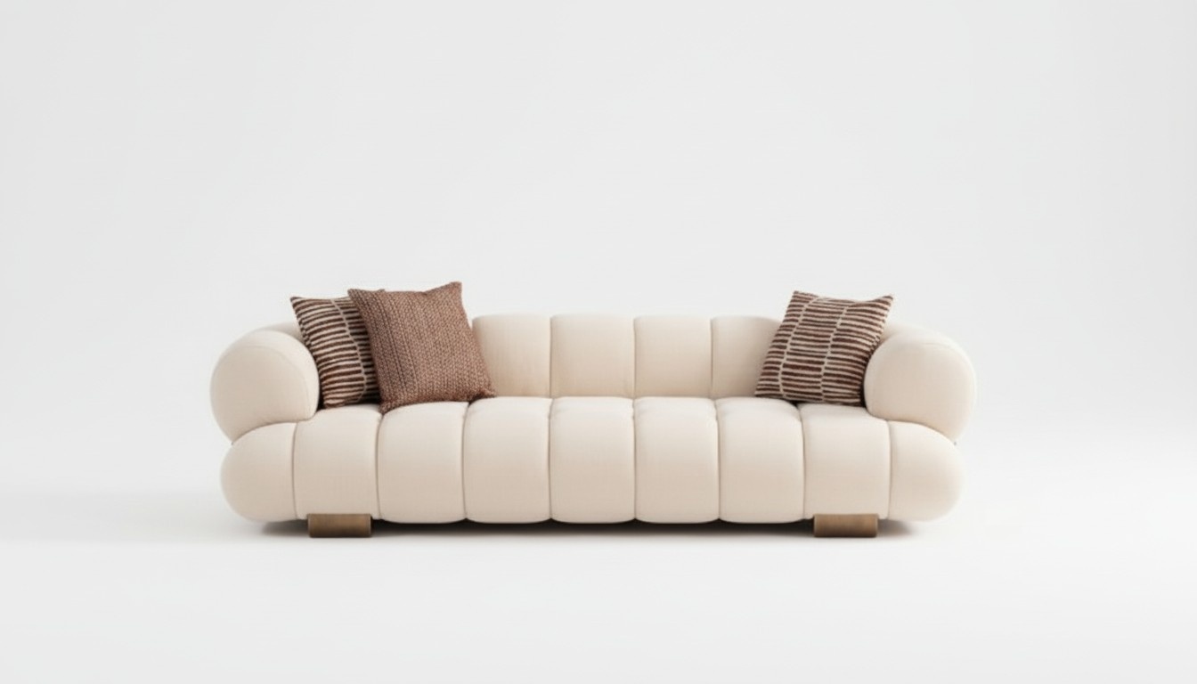 White living room three-seater designer upholstered sofas luxurious couches