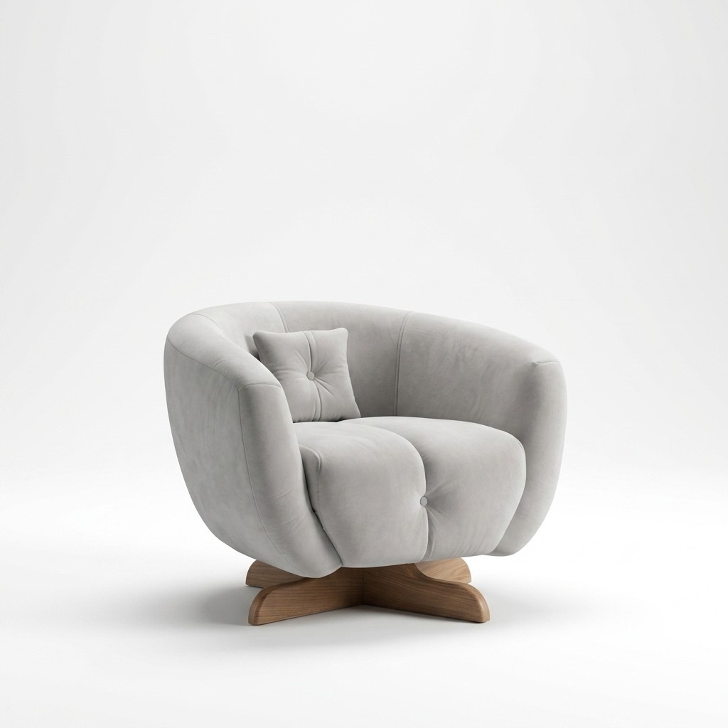 White luxury armchair designer living room single seat textile elegant 1-seater