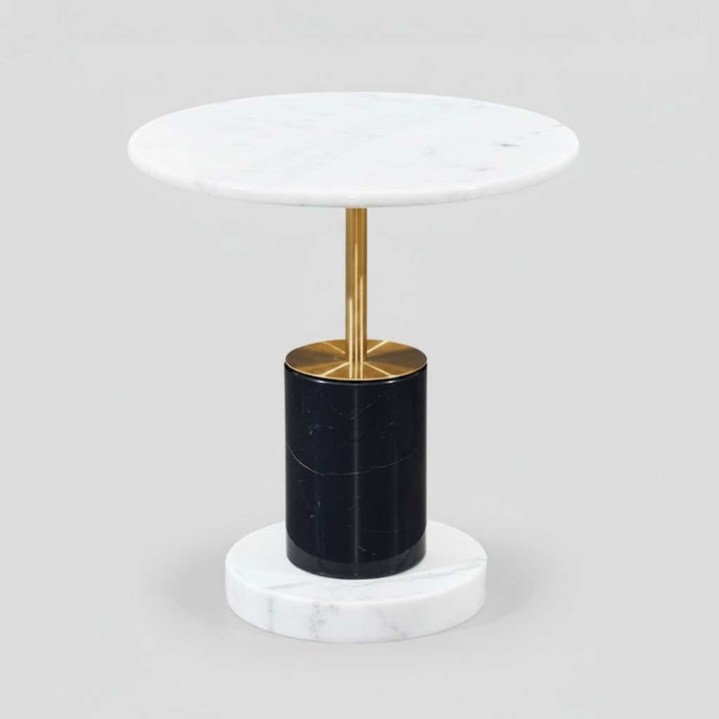 White imitation marble side table Designer round style storage table Table