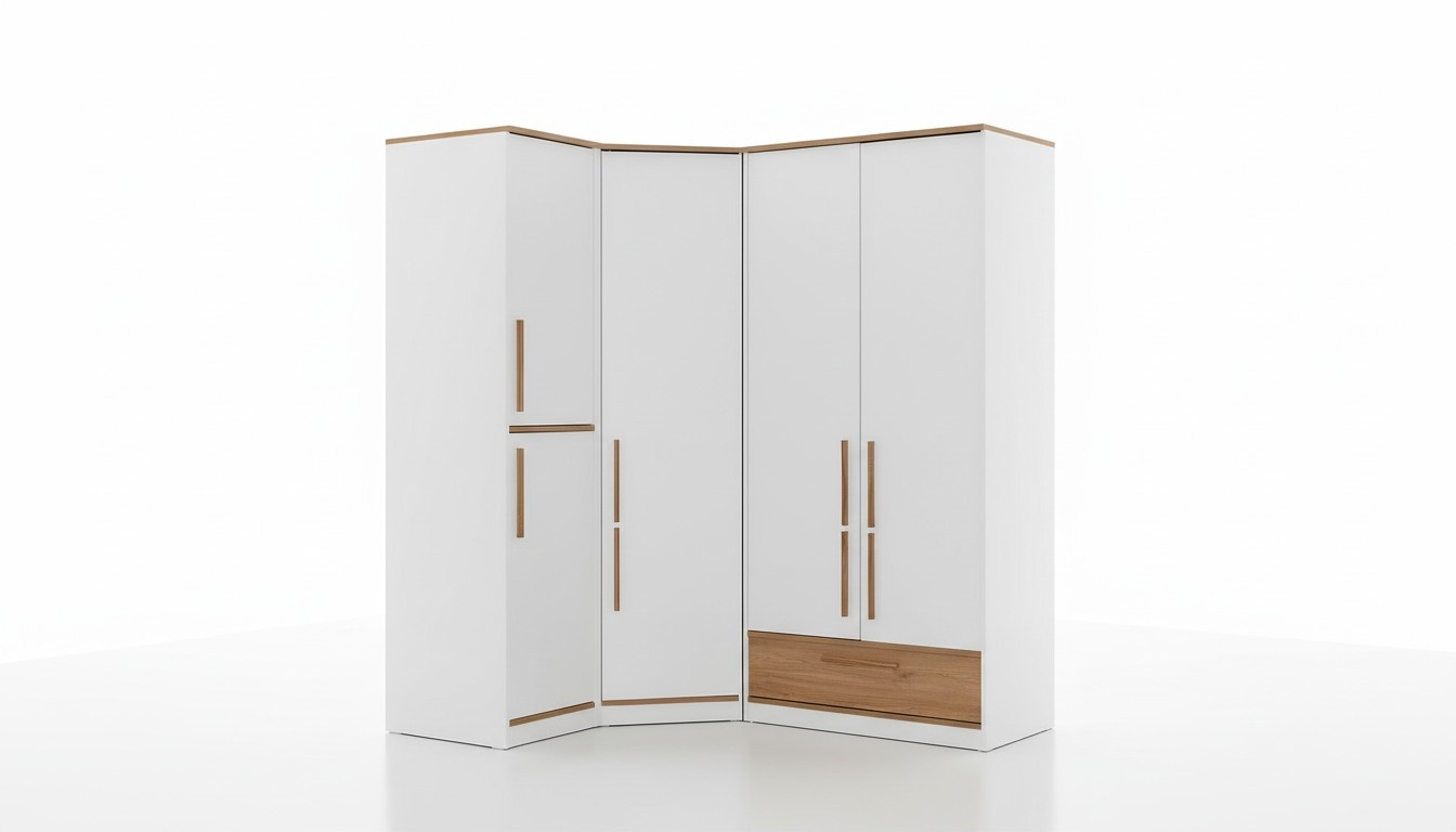 White Modern Corner Wardrobe Children\'s Room Furniture Elegant Wooden Cabinets