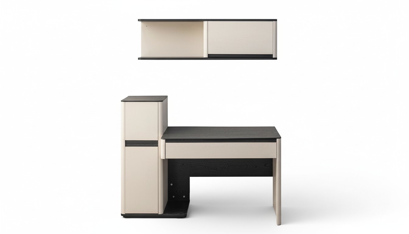 White modern desk designer children\'s computer desk wall cabinet