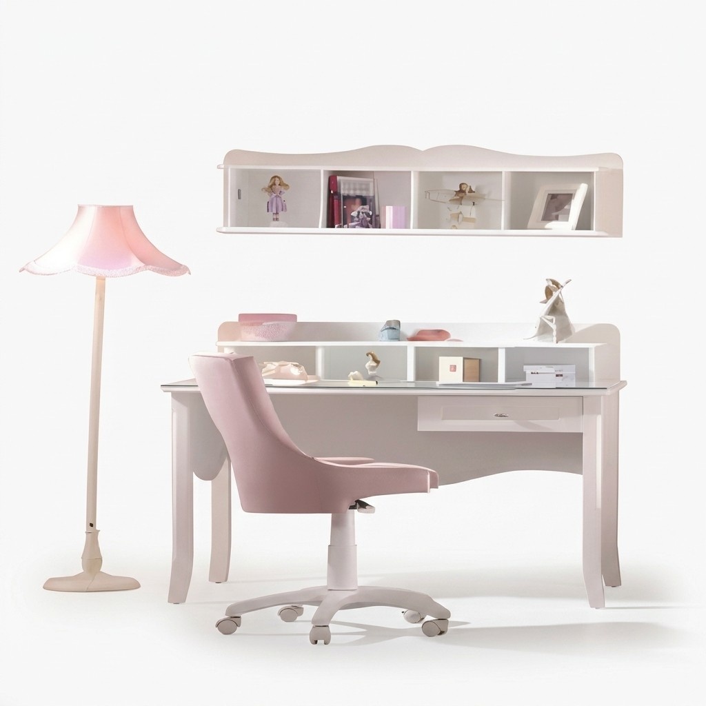 White modern wooden desk with stylish design