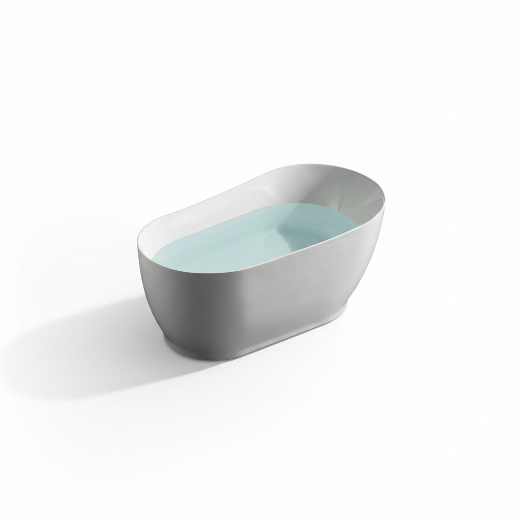 White Half Round Acrylic Bathroom Luxury Bathtub Oval Pedestal Tub