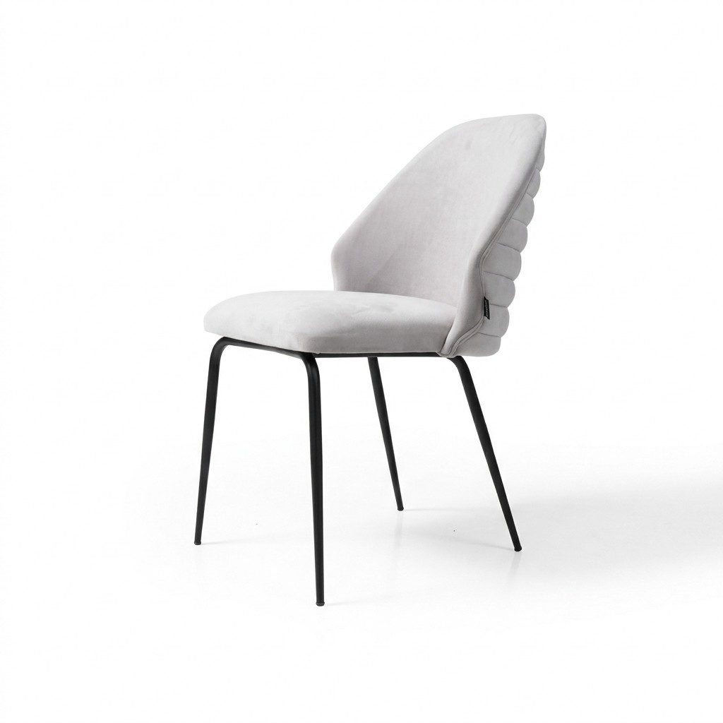 White stainless steel chair Luxurious upholstered single-seater designer kitchen chair