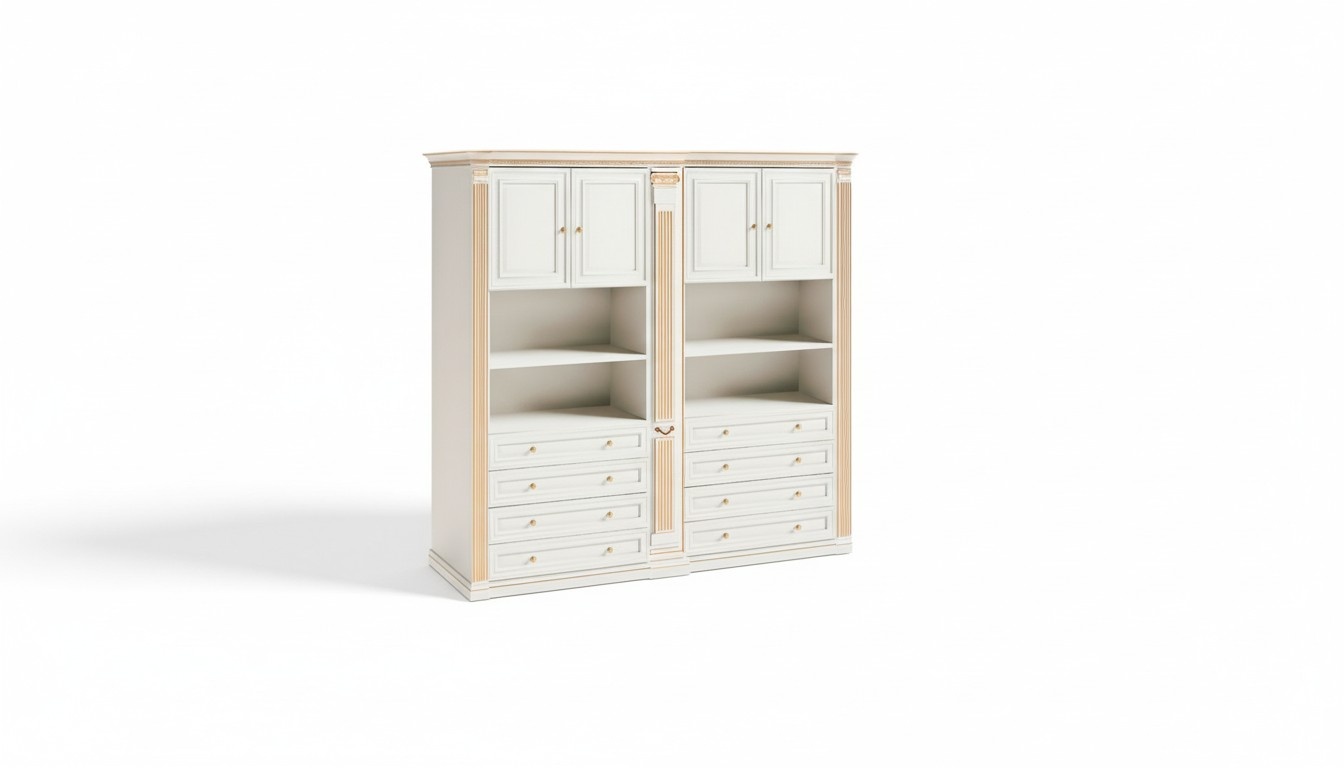 White Stylish Bedroom Wardrobe Solid Wood Furniture Luxury Furniture