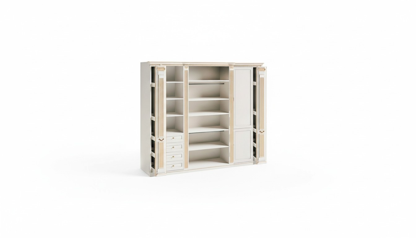 White Stylish Wardrobe Solid Wood Luxury Bedroom Cabinet