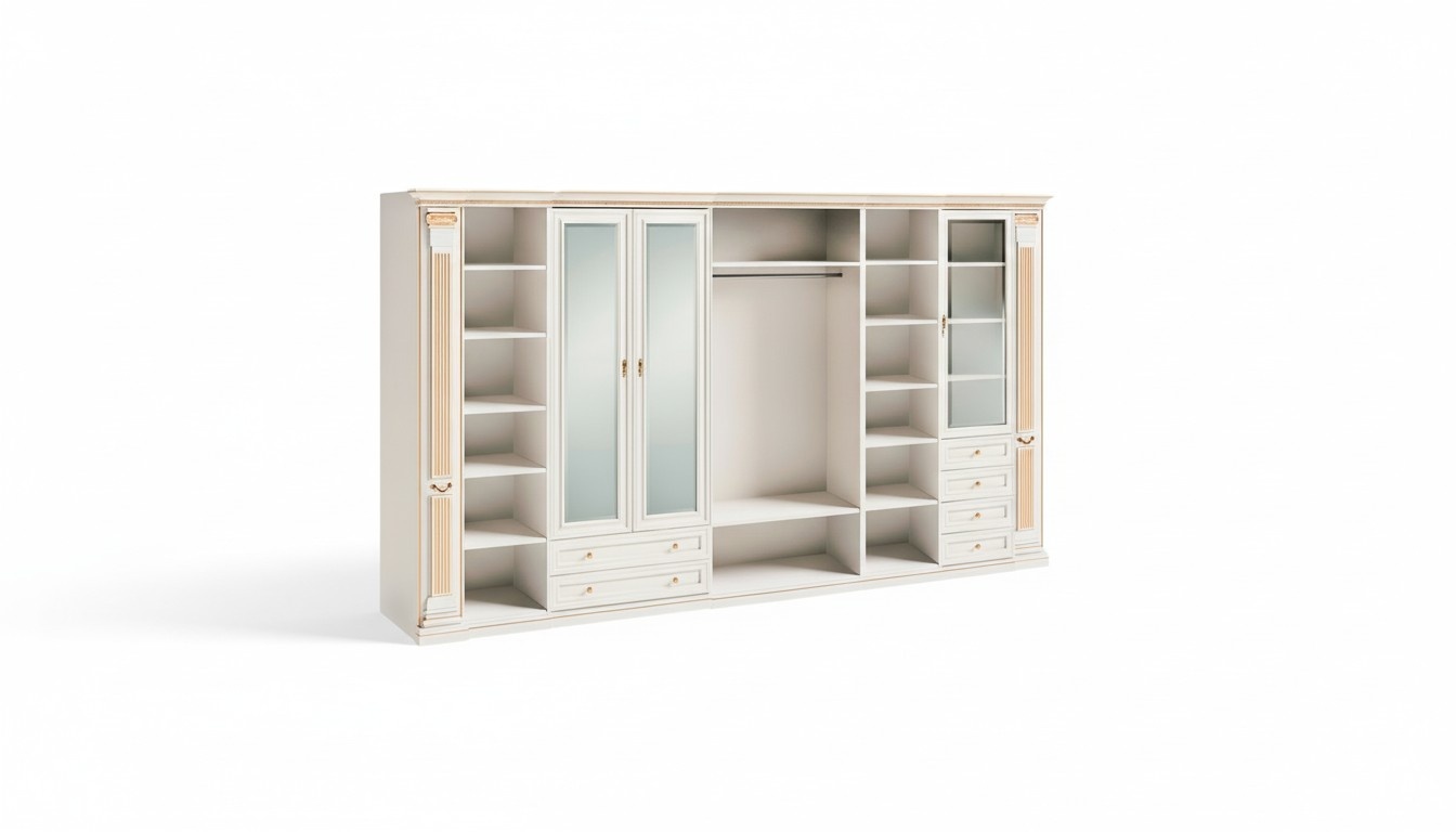 White Stylish Wardrobes Bedroom Luxury Wooden Furniture Corner Cabinet