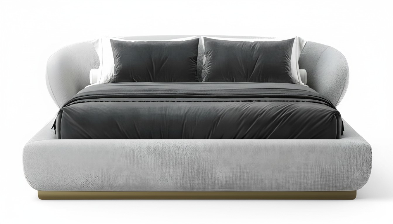 White textile bed in modern design