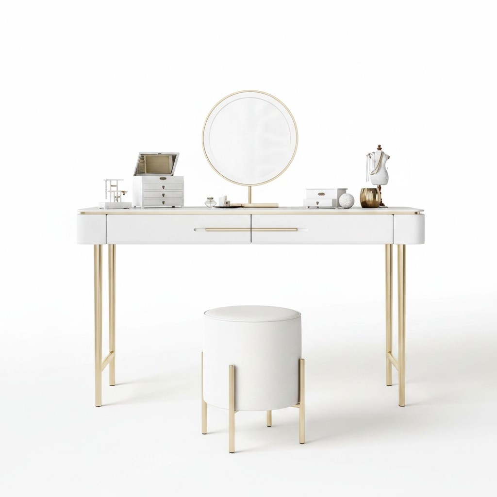 White dressing table designer cosmetic table 2x drawers dressing table