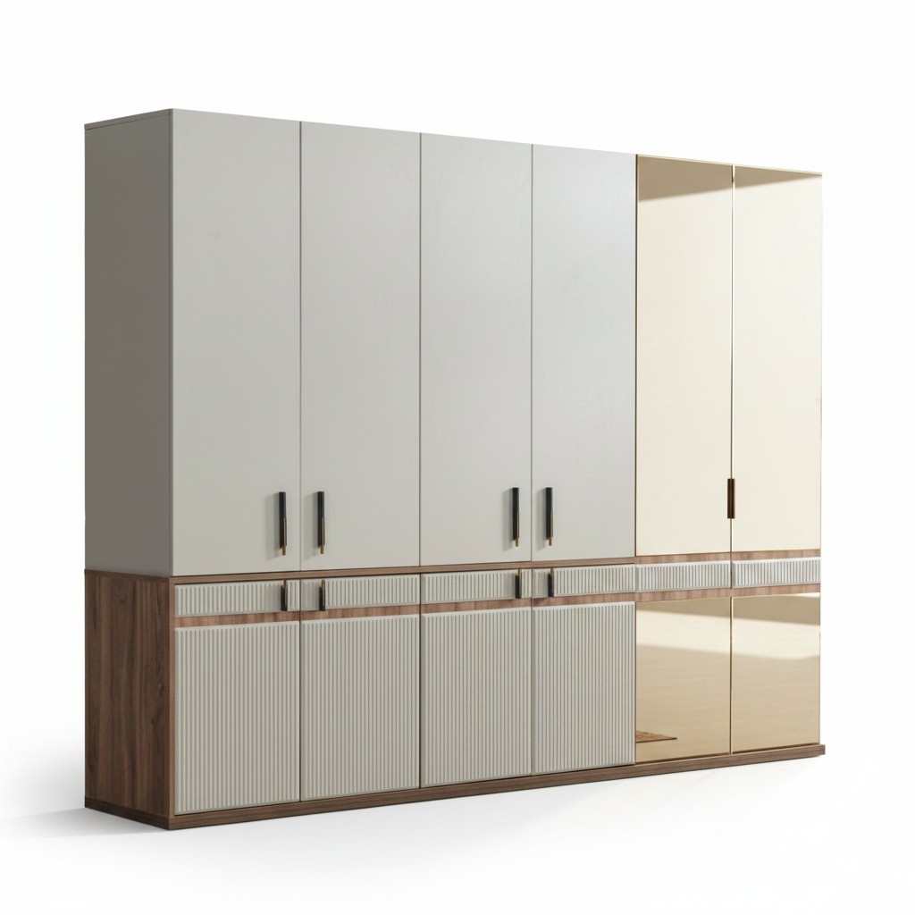 White wardrobe 10-door wooden bedroom wardrobe furnishings