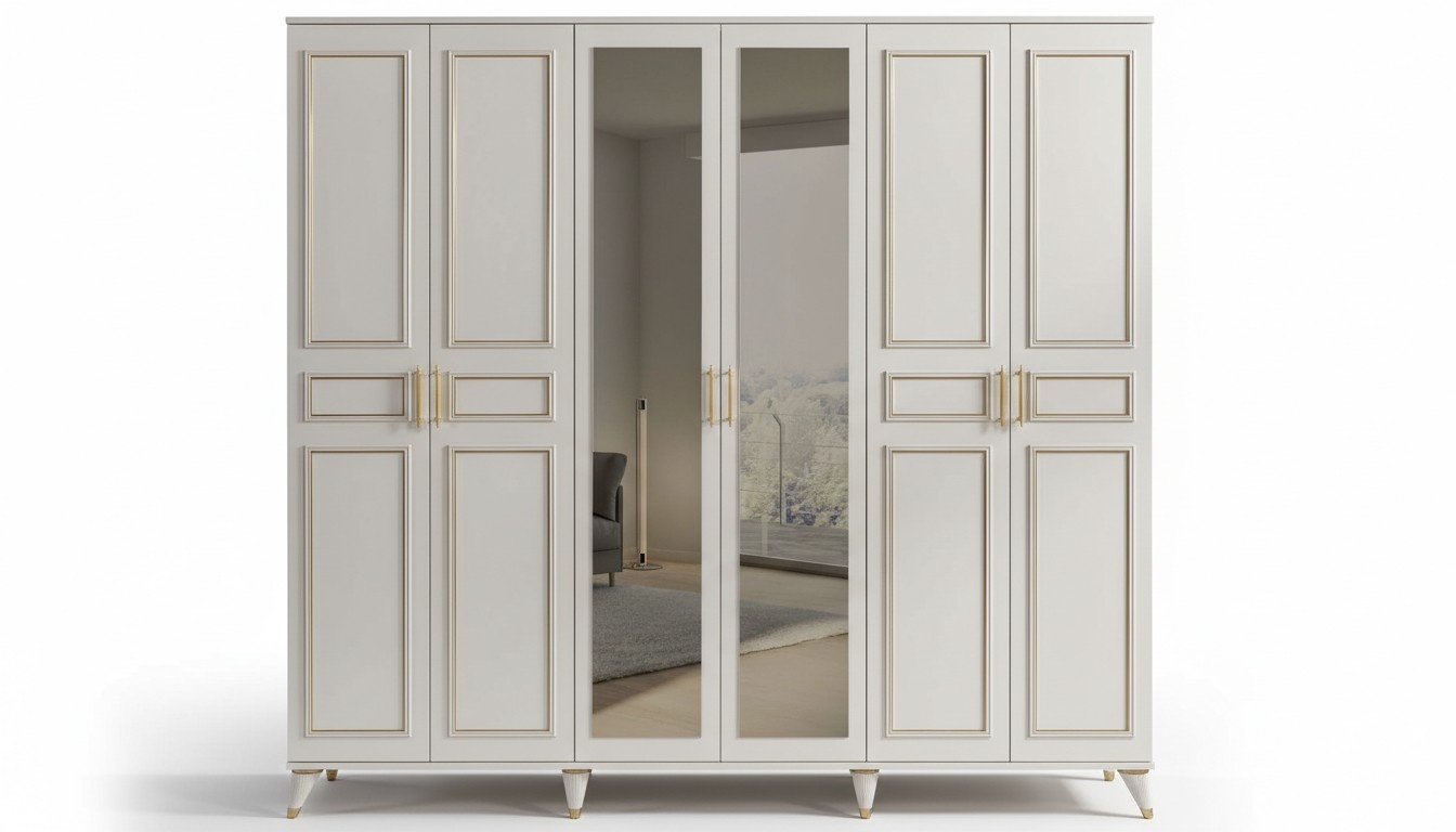 White Wardrobe Glass Cabinet Bedroom Designer Wooden Furniture New