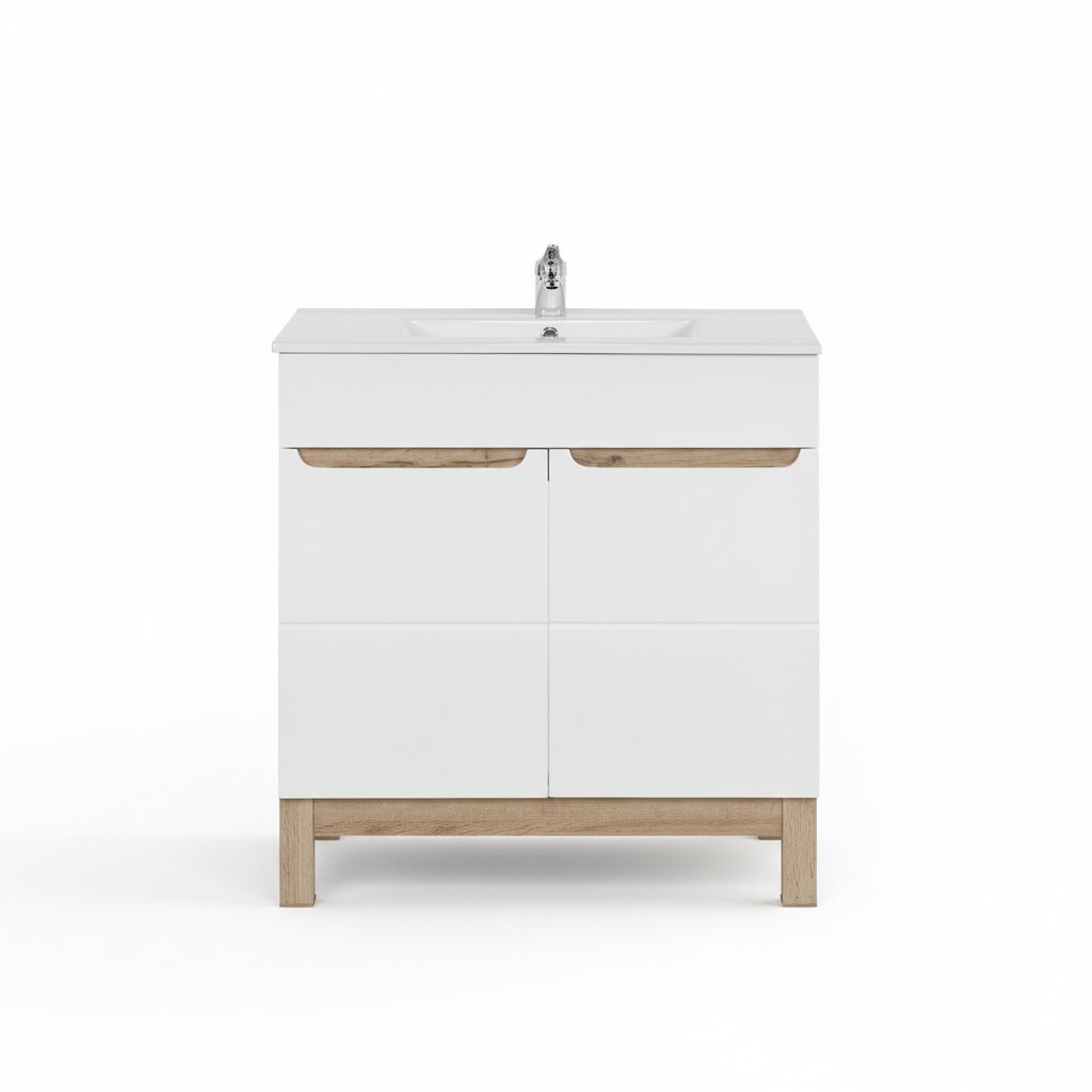 White washbasin with vanity unit High quality washbasin bathroom furniture 80cm