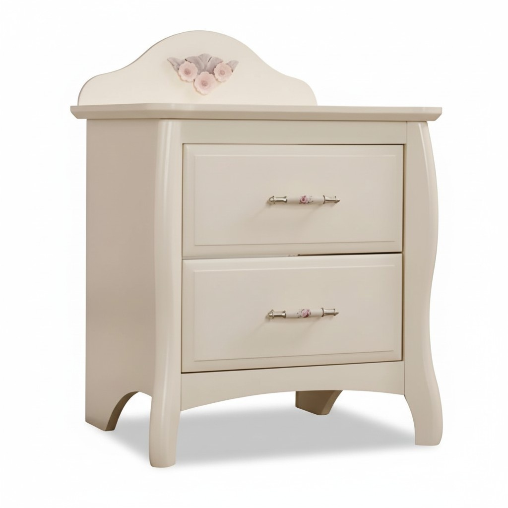 White wooden nightstand in a modern style