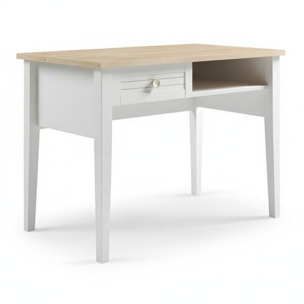 White wooden desk in a modern design