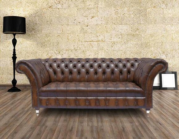 3 Seater Chesterfield Poster Sofa Couch Leather Fabric Sofa