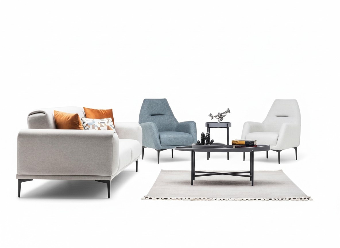 Living area sofa couch set upholstery furniture seating group lounge 3+1+1